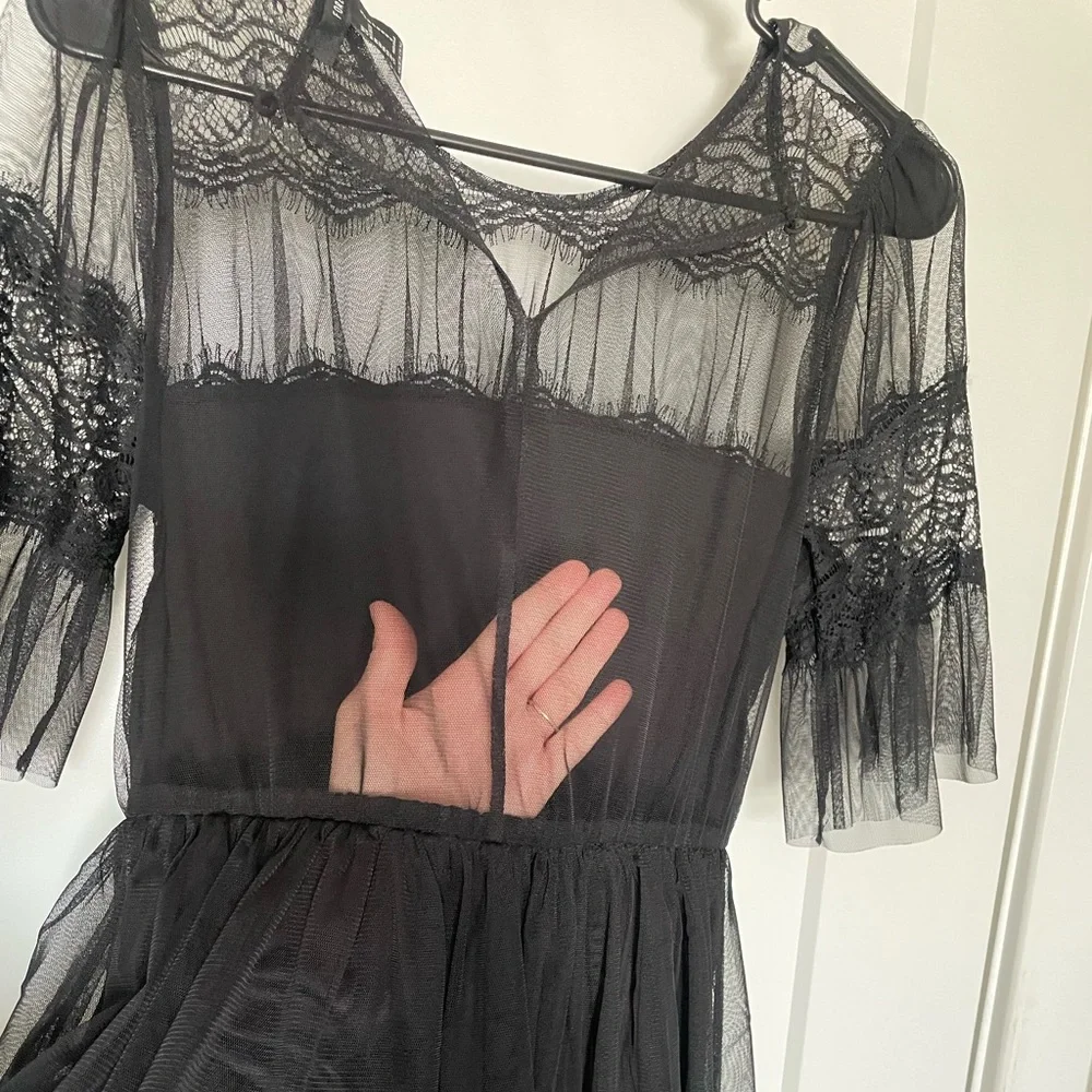 Black Lace Mini Tulle Dress - Picture 5 of 6